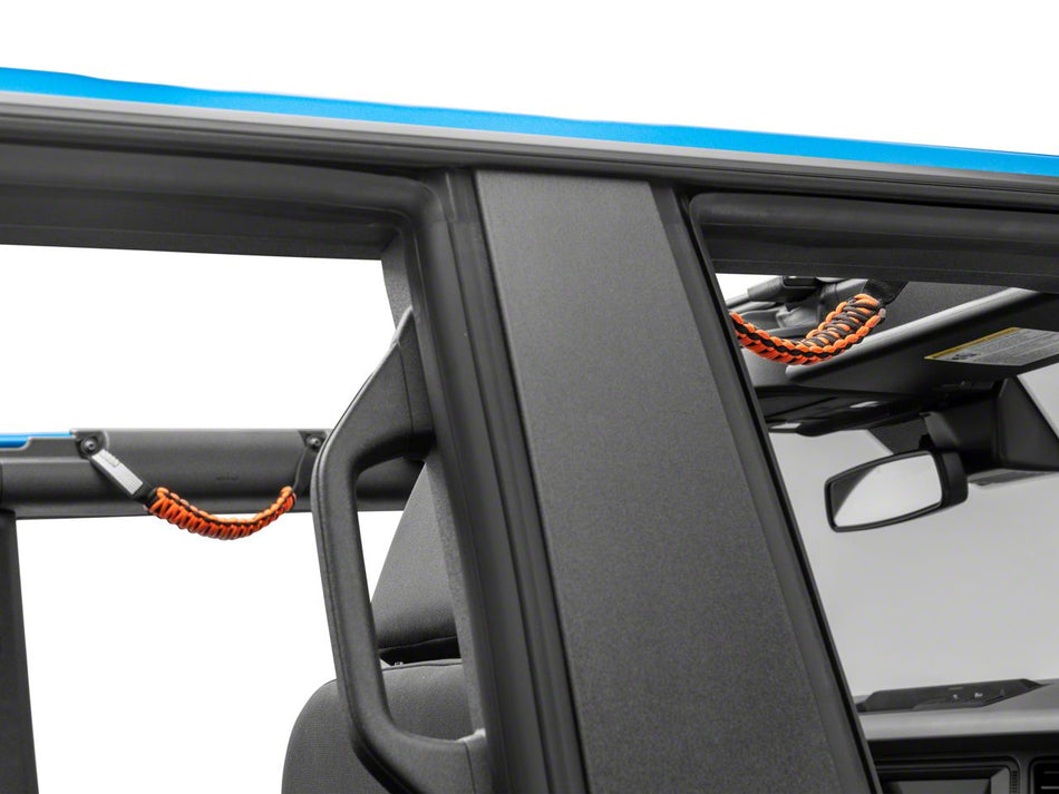 RedRock Paracord Grab Handles with Flag Logo - Front - Orange for Ford Bronco - product view