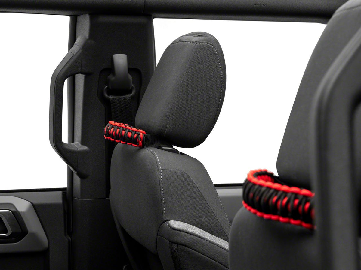 RedRock Paracord Headrest Handles - Black and Red for Ford Bronco - product view