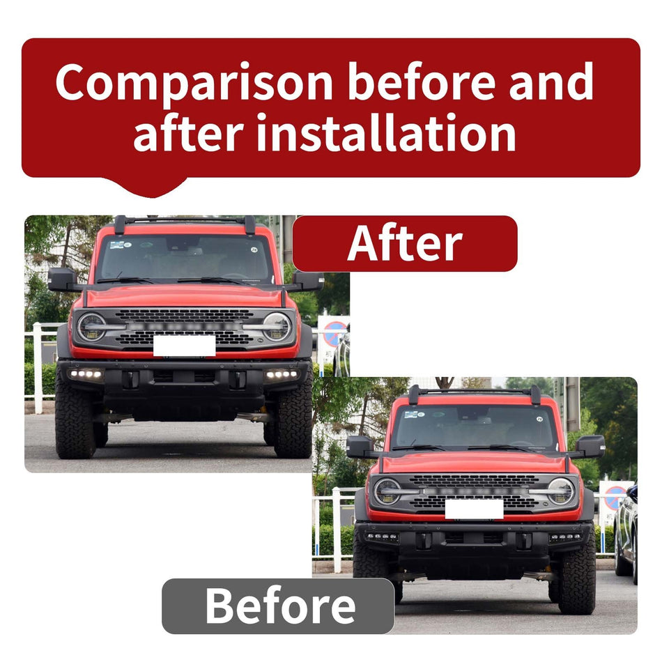 LED Fog Lights For Ford Bronco 2021-2023 2/4 Door, Modular Bumper DRL Lamp 2PCS