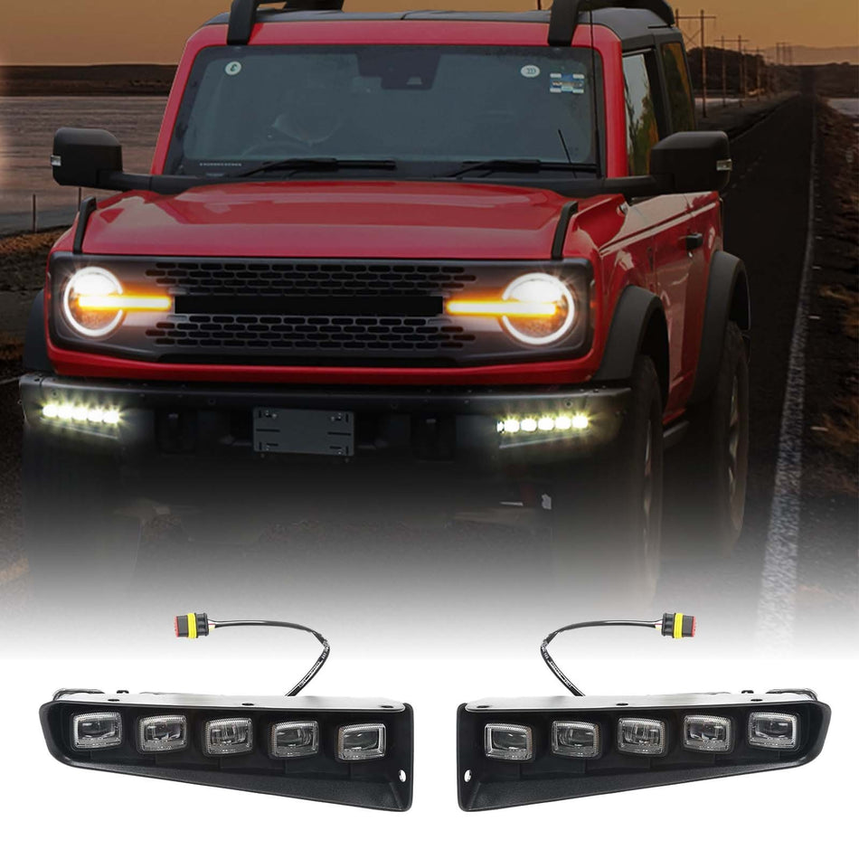 LED Fog Lights For Ford Bronco 2021-2023 2/4 Door, Modular Bumper DRL Lamp 2PCS
