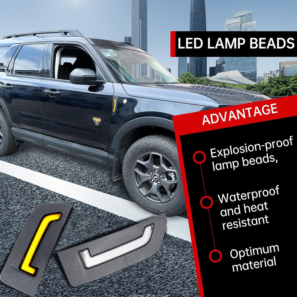 Ford Bronco Sport LED Side Marker Lights | Amber Turn Signal Upgrade 2021-2024