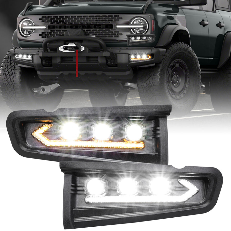 Ford Bronco LED Fog Lights with DRL and Amber Turn Signal | 2021-2024