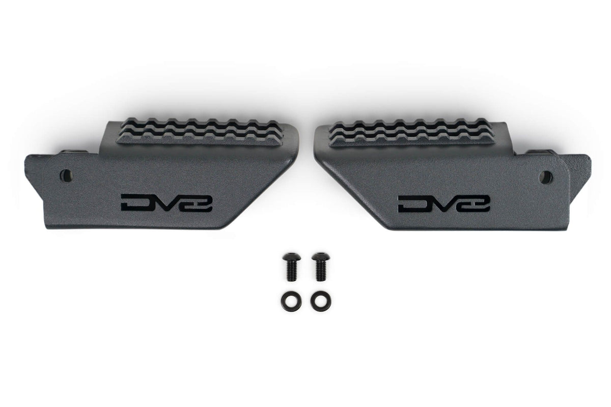 DV8 Offroad foot pegs product shot showing pair with included mounting hardware