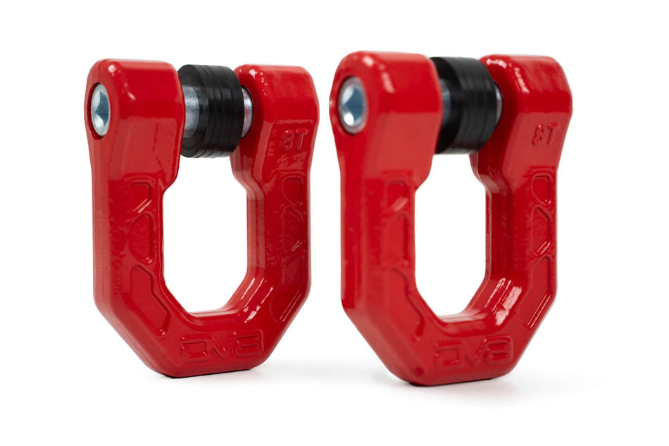 DV8 Offroad Elite Series D-Ring Shackles, Pair | Red
